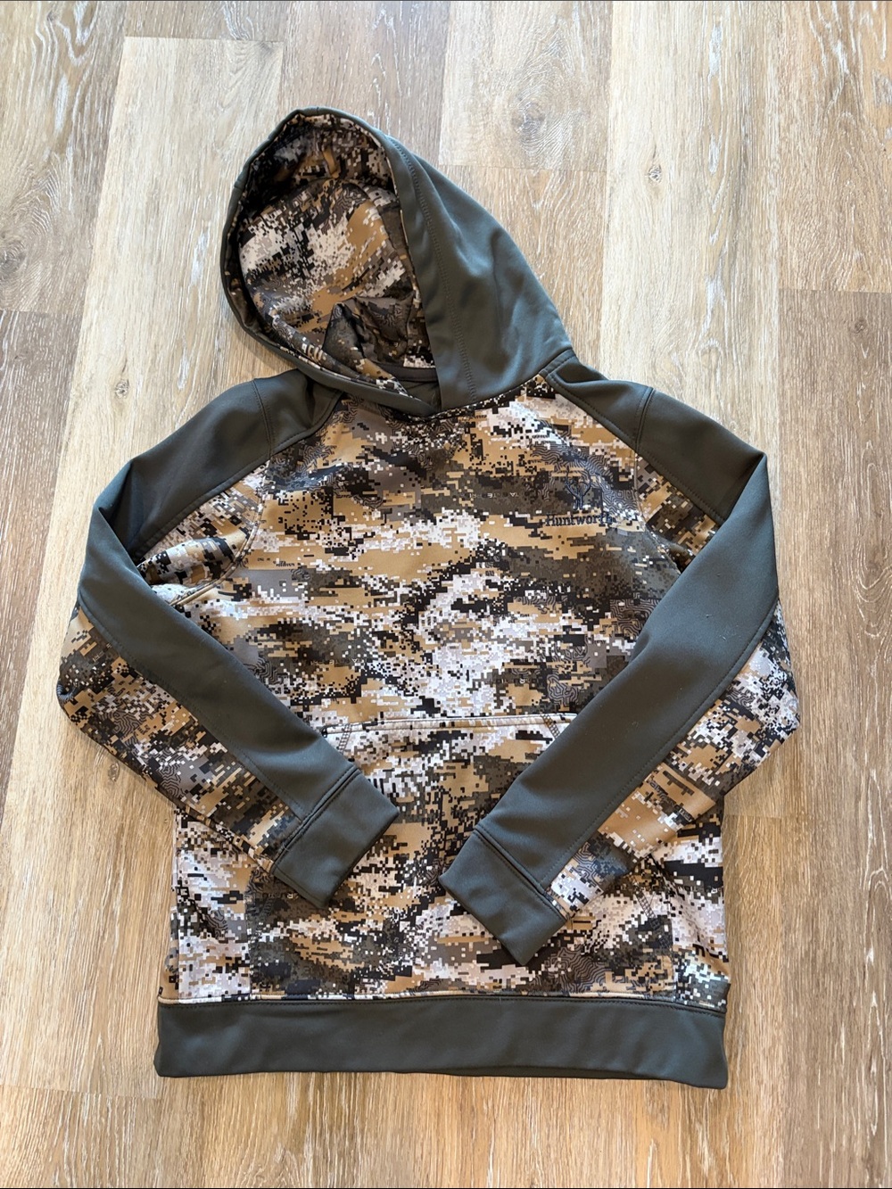 Kids' Camo Hooded Pullover Sweatshirt - Olive/Gray